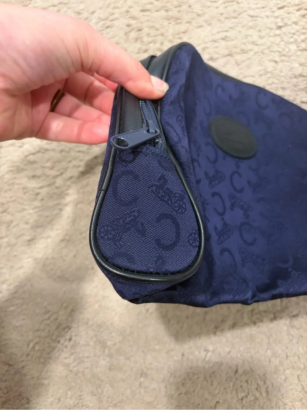 Celine Navy Monogram Toiletry Pouch